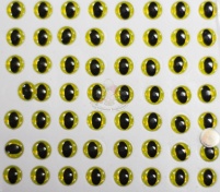 Глазки клеевые  7-10124, 7мм,(желтые,черный зрачок), пара