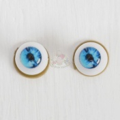 Глазки с голубой радужкой 10 мм с заглушкой, пара