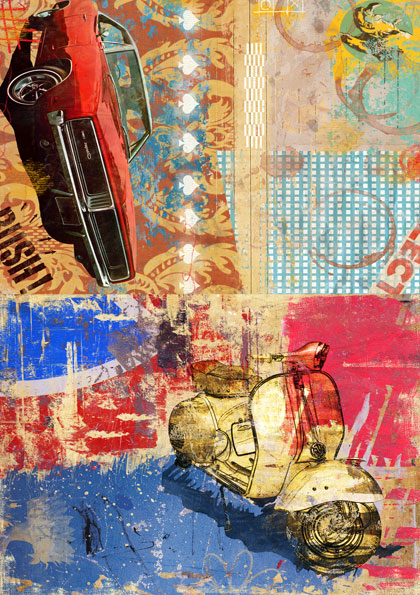 Бумага рисовая Calambur DGR 054 Машина мотоцикл 35*50